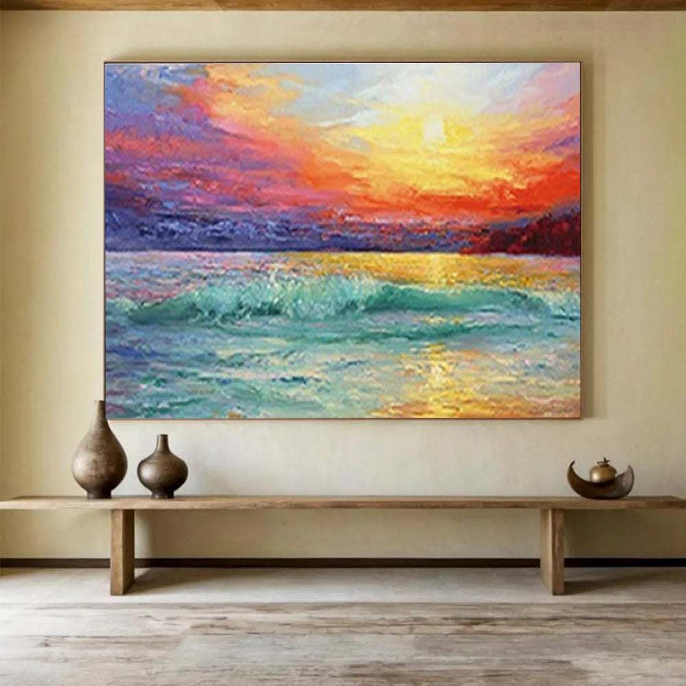 sunset canvas painting seaside design 2